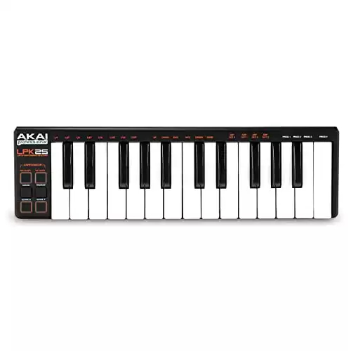 AKAI Professional LPK25 - USB MIDI Keyboard controller with 25 Velocity-Sensitive Synth Action Keys for Laptops (Mac & PC), Editing Software included,MultiColored